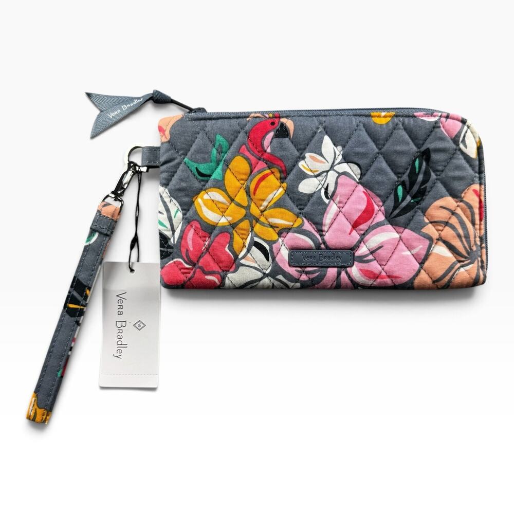Vera Bradley RFID Tech Wristlet Coastal Paradise Floral Flamingo NWT